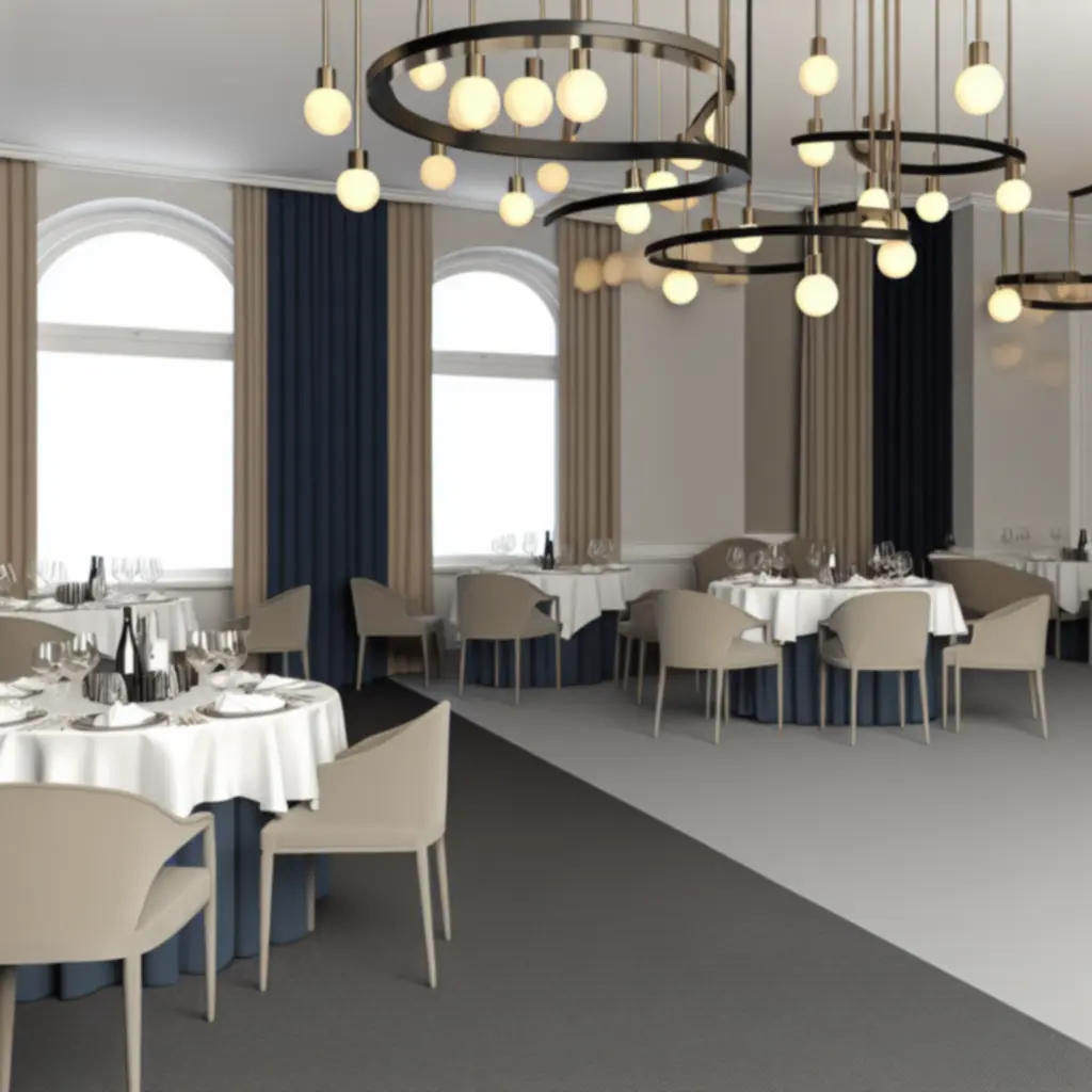 Elegancka sala restauracyjna StayFlowCenter z nowoczesnym wystrojem